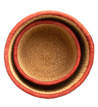 Earthen Craft Catch All Basket with Amber Rim - Set of 2
