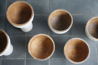 Assorted Carved Bubble Teak Bowl