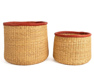 Earthen Craft Catch All Basket with Amber Rim - Set of 2