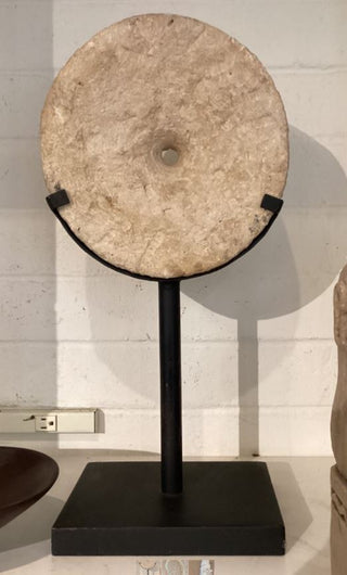 Stone Disc Sculpture on Stand