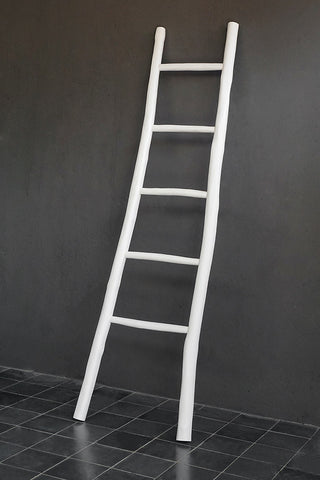 Teak Branch Towel Ladder - Ducco White